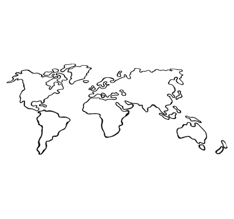 Vinylmatta världskarta enfärgad politisk - Tenstickers