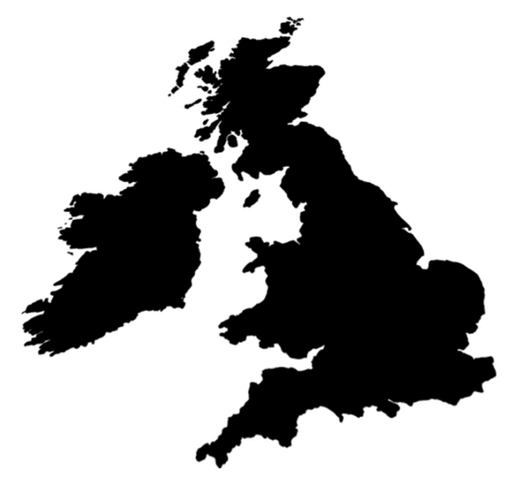 Vinylmatta världskarta enfärgad england - Tenstickers