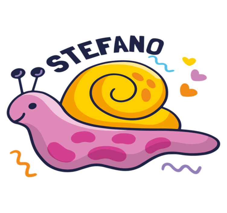 Vinylmatta barn färgglad snigel med namn - Tenstickers