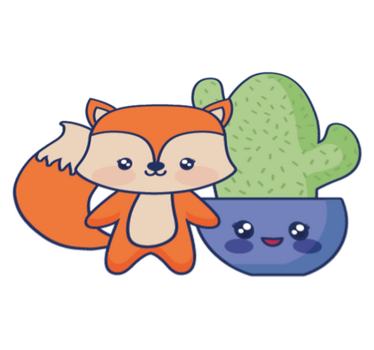 Vinylmatta barn anime kaktus och räv - Tenstickers