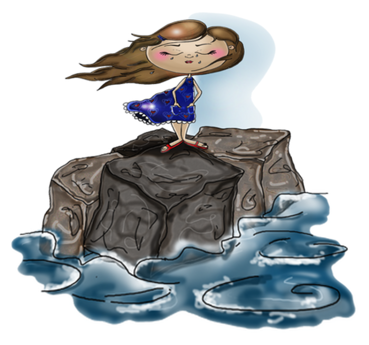 Vinylmatta barn flicka i havet - Tenstickers