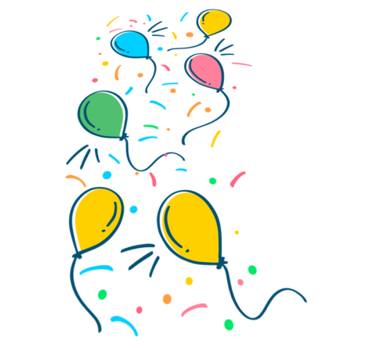 Vinylmatta barn ballong med konfetti - Tenstickers