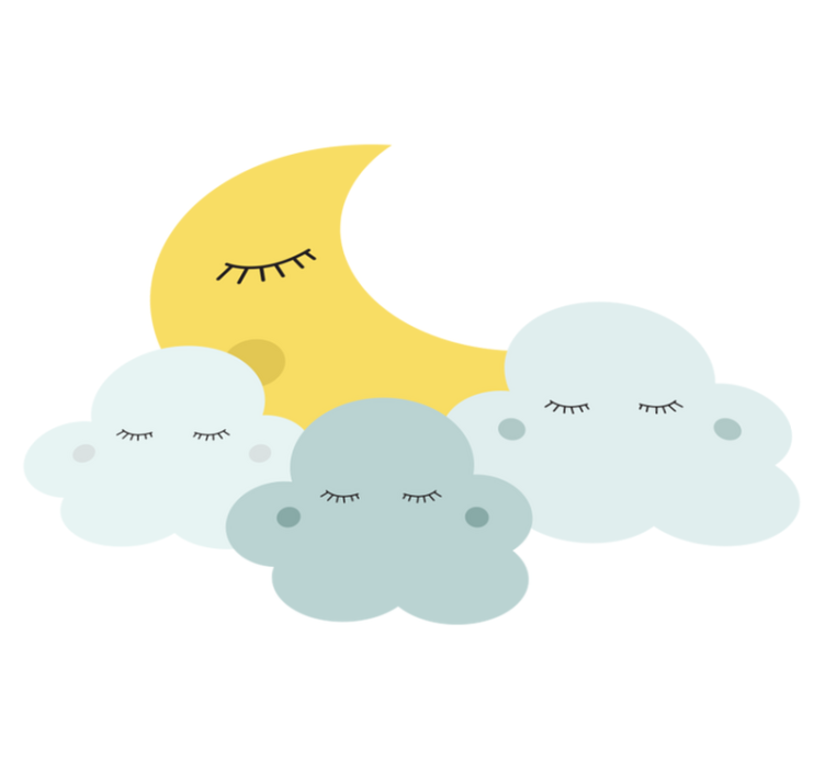 Vinylmatta barn glad måne och moln som sover - Tenstickers