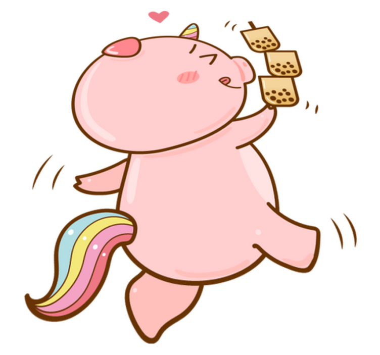 Vinylmatta barn med tecknad gris enhörning - Tenstickers