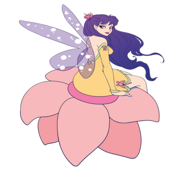 Vinylmatta barn söt älva sitter på en blomma - Tenstickers