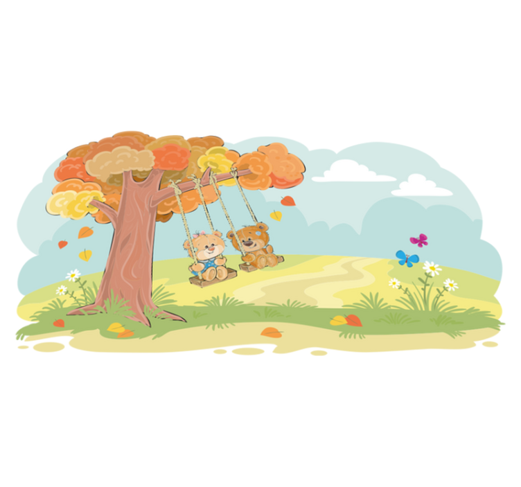 Vinylmatta barn teddybjörnar i skogen - Tenstickers