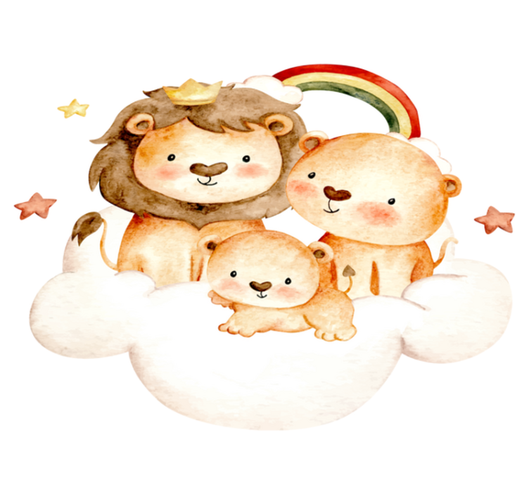 Vinylmatta barn med baby djur och stjärnor och moln - Tenstickers