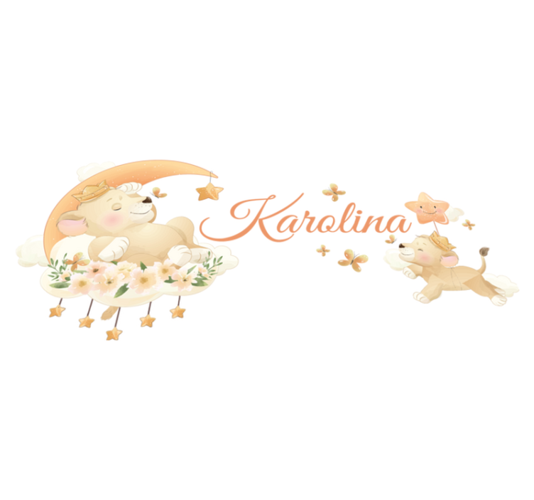 Vinylmatta barn söt djur lejon med namn - Tenstickers