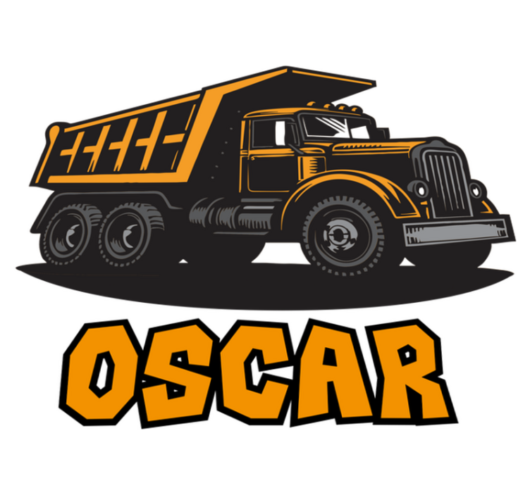 Vinylmatta barn med personlig orange lastbil - Tenstickers