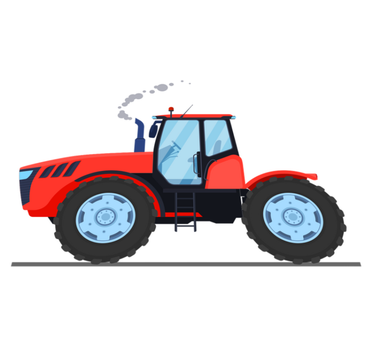 Vinylmatta barn röd ny traktor - Tenstickers