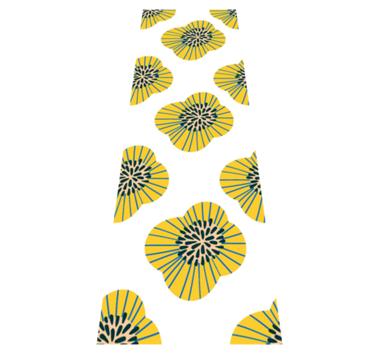 Vinylmatta badrum stor blå och gul rund blommönster - Tenstickers
