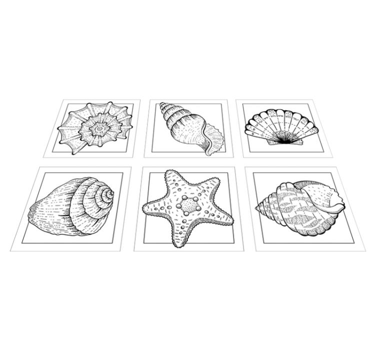 Vinylmatta badrum marinliv och snäckor - Tenstickers