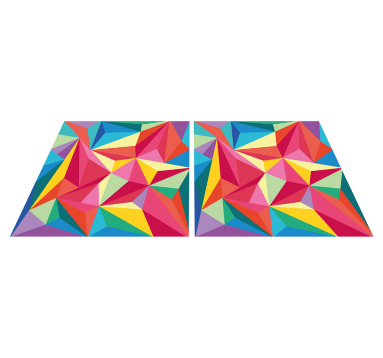 Vinylmatta badrum flerfärgad geometrisk bild - Tenstickers