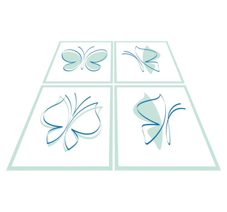 Vinylmatta badrum med silhuett av kakelfjärilar - Tenstickers