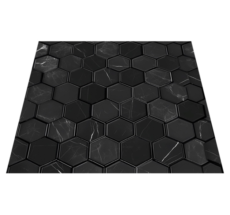 Vinylmatta badrum hexagon svart - Tenstickers