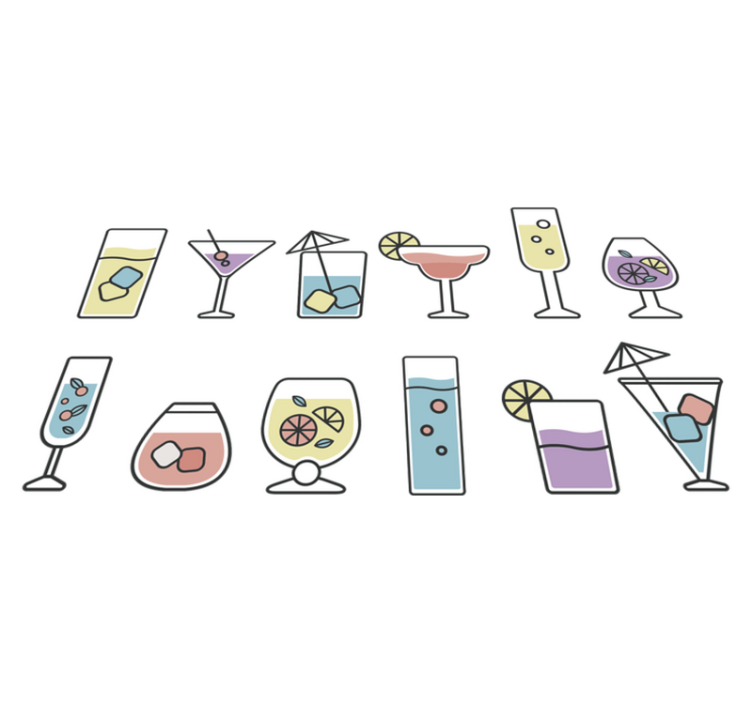 Vinylmatta kök cocktails klistermärken - Tenstickers