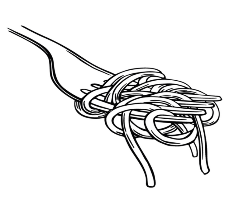 Vinylmatta kök spaghettigaffel gravyrstil - Tenstickers