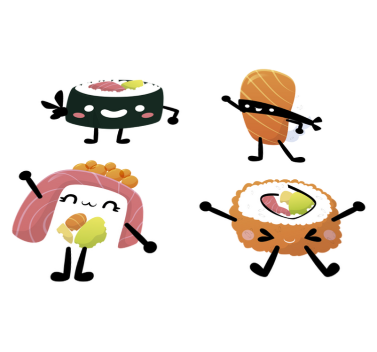 Vinylmatta kök kawaii sushi - Tenstickers
