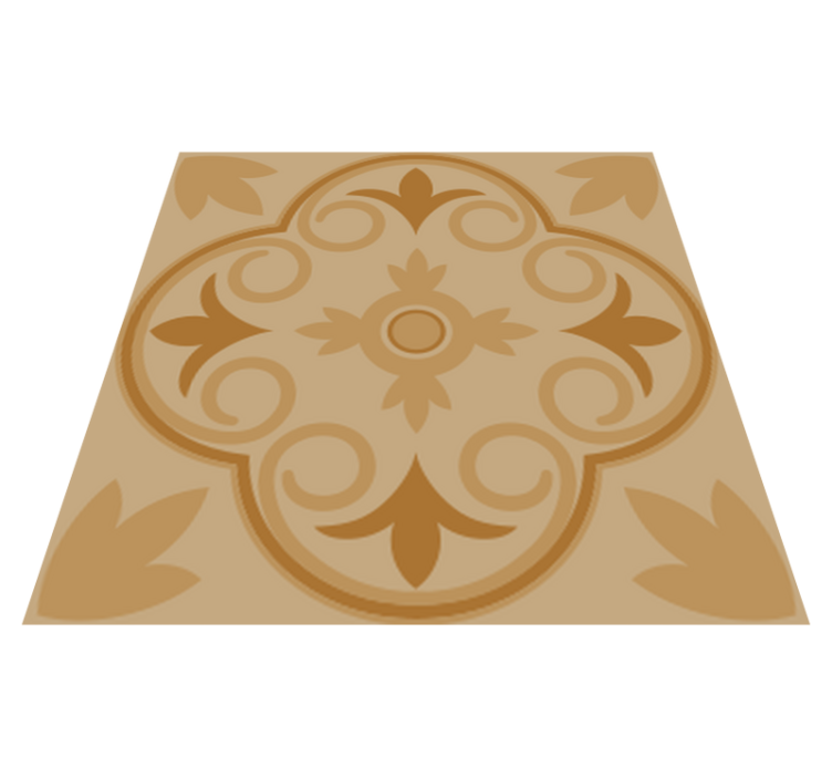 Vinylmatta kök beige vintage blommönster - Tenstickers