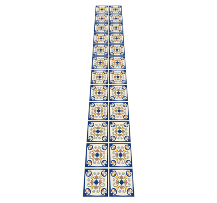 Vinylmatta kök rosa blommor portugisisk kakel - Tenstickers