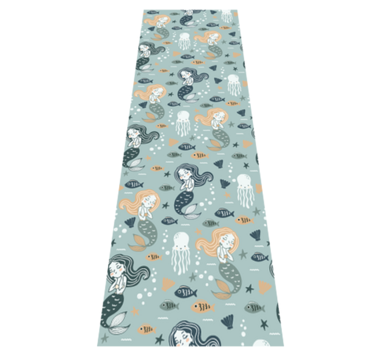 Vinylmatta sovrum blå magisk sjöjungfrumönster - Tenstickers