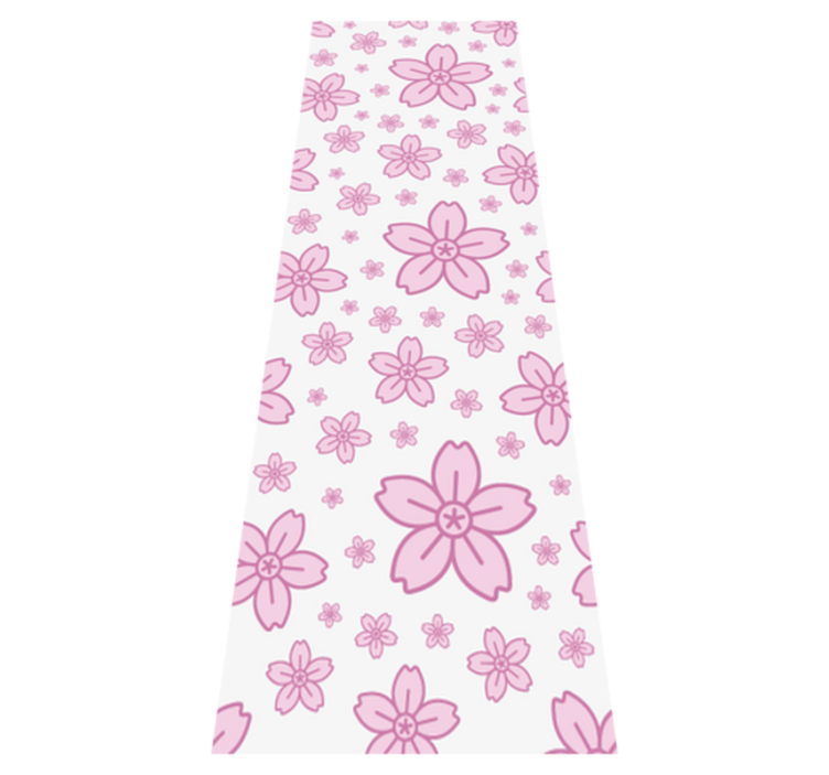 Vinylmatta sovrum rosa söta blommor på vit bakgrund - Tenstickers