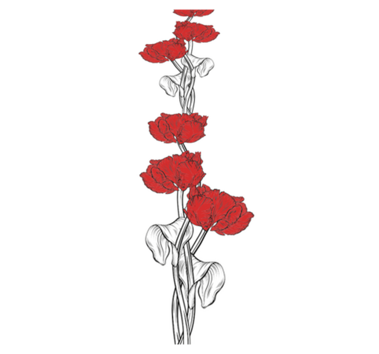 Vinylmatta sovrum röd vertikal tulpanmönster - Tenstickers