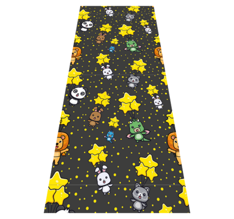 Söta djur som flyger på ballonger vinylmatta sovrum - Tenstickers