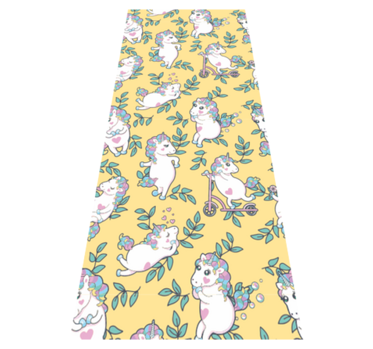 Vinylmatta sovrum söta enhörningar och gröna blad - Tenstickers