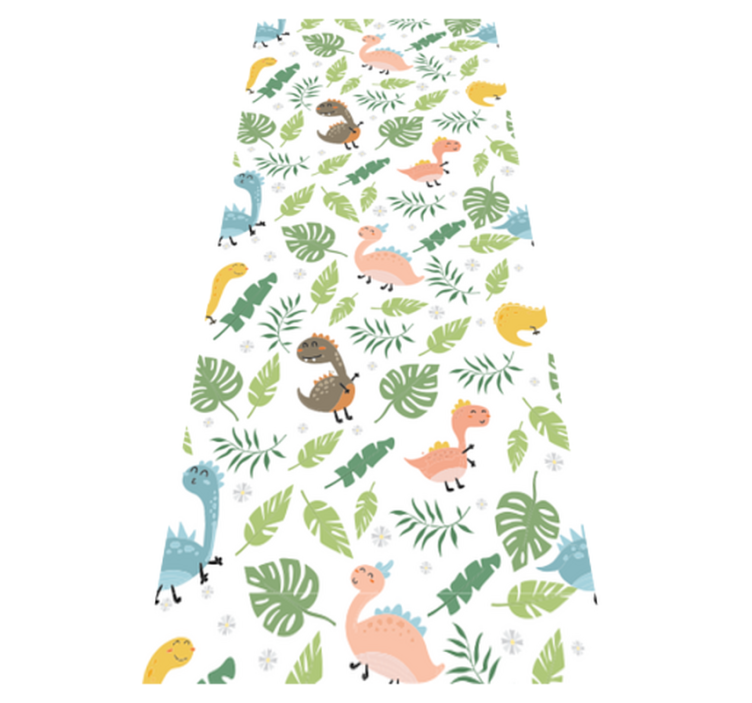 Vinylmatta sovrum pastellfärgad skog med dinosaurer - Tenstickers