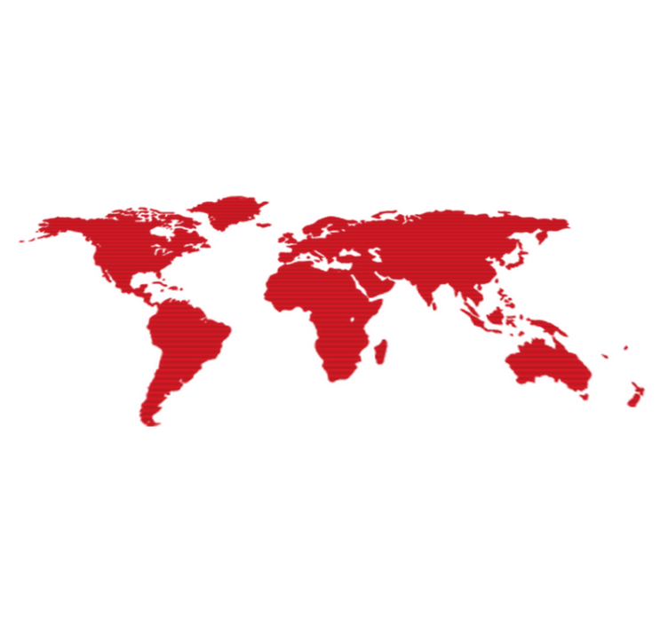 Vinylmatta sovrum röd linjer världskarta - Tenstickers