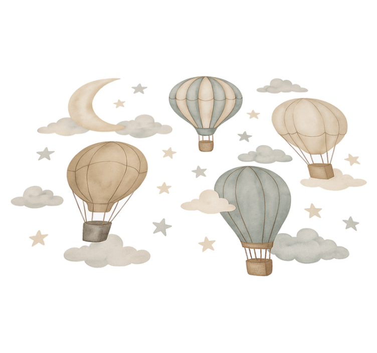 Vinylmatta sovrum stjärniga ballonger - Tenstickers