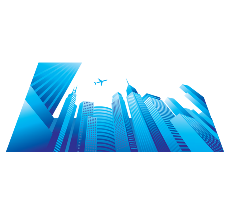 Vinylmatta sovrum stad och flygande plan - Tenstickers