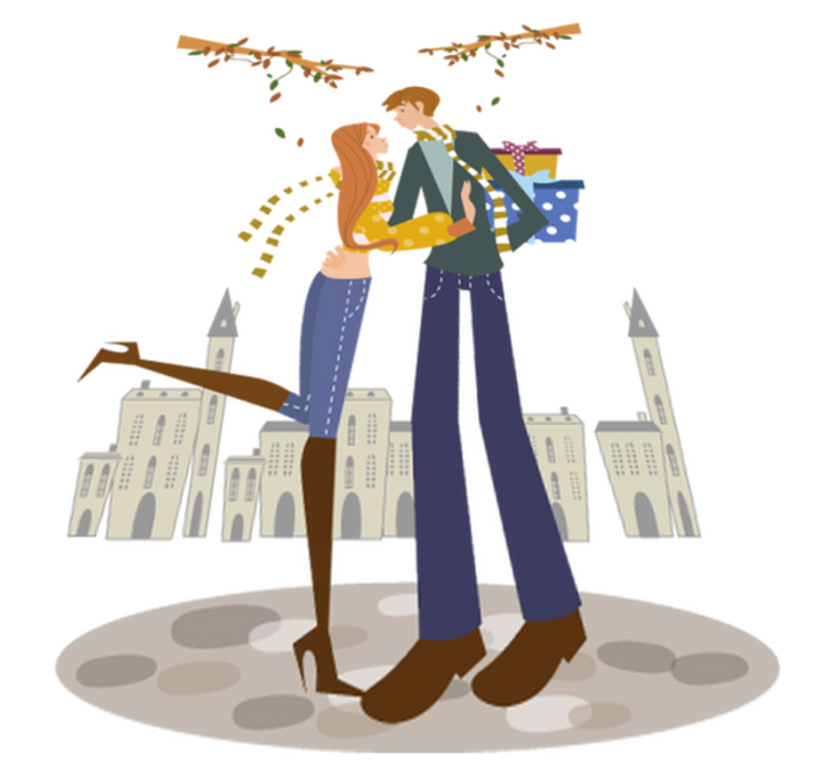 Vinylmatta sovrum höstpar dekorativt mönster - Tenstickers