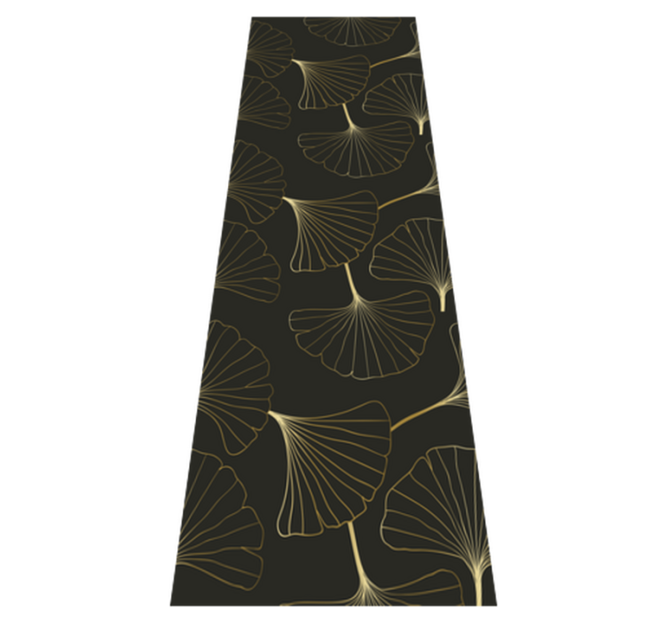 Vinylmatta studera ginkgo blad kol svart guld - Tenstickers