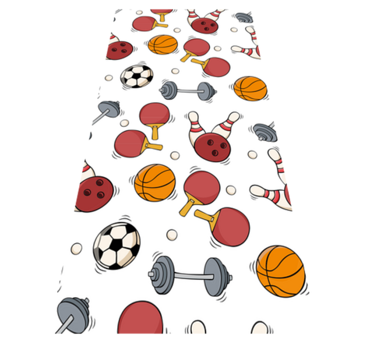 Vinylmatta sovrum sportutrustning i doodle stil - Tenstickers
