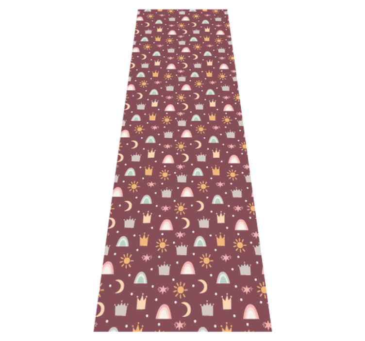 Mönster med kronor stjärnor och regnbågar vinylmatta sovrum - Tenstickers