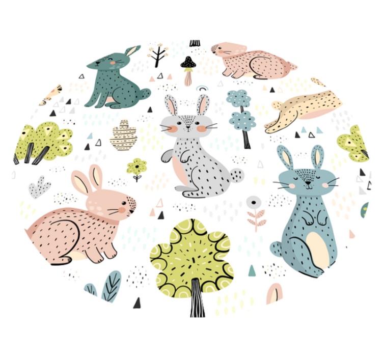 Underbara vinylmatta för barn med fina kaniner - Tenstickers