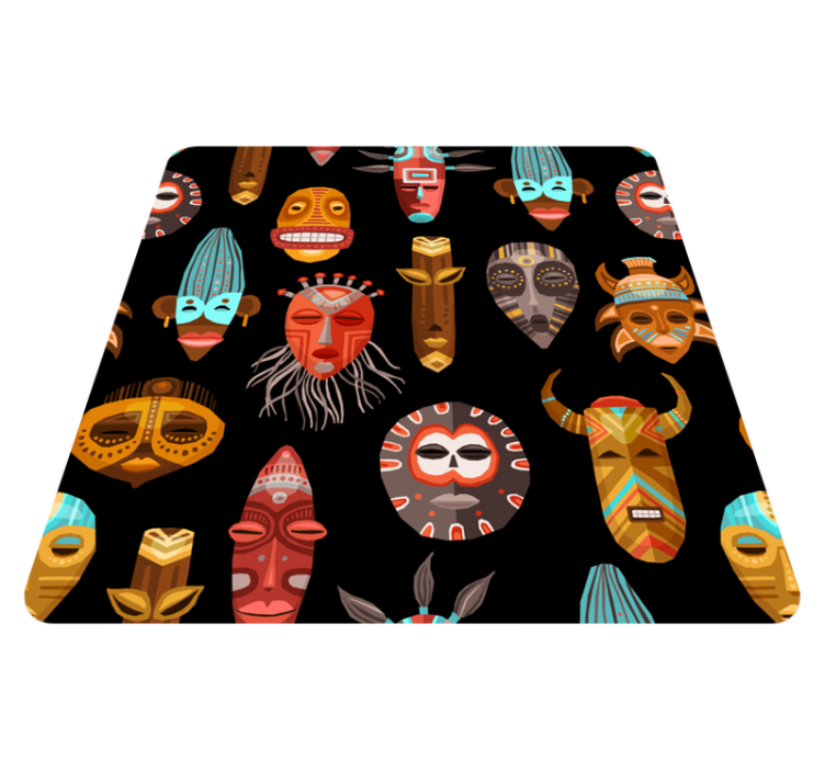 Tribal Mask Motif Ensemble Vinylmatta Vardagsrum - Tenstickers