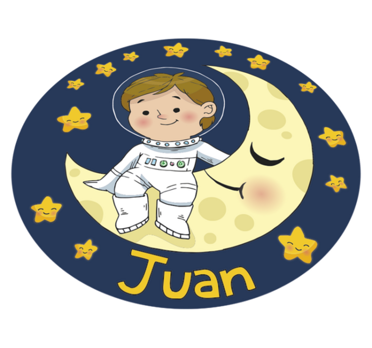 Pojke astronaut med namn barn vinyl matta - Tenstickers