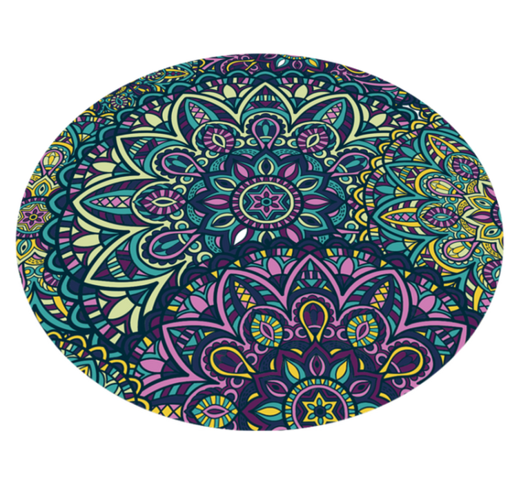 Fantastiska runda sammansättning mandala vinyl matta - Tenstickers