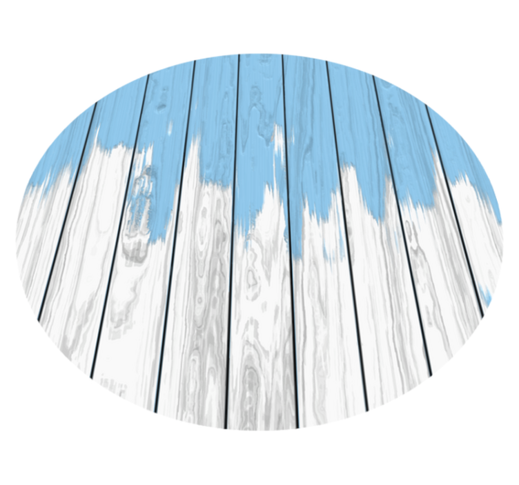 Runda vita och blå trävinylmattor - Tenstickers