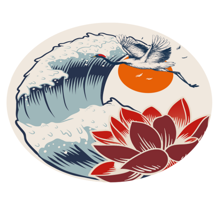 Stor våg av kangawa modernt vinylmatt - Tenstickers