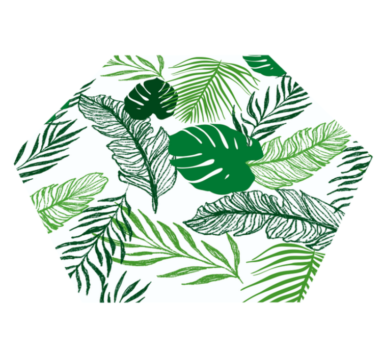 Tropiskt blad hexagon Vinylmatta blommor och växter - Tenstickers