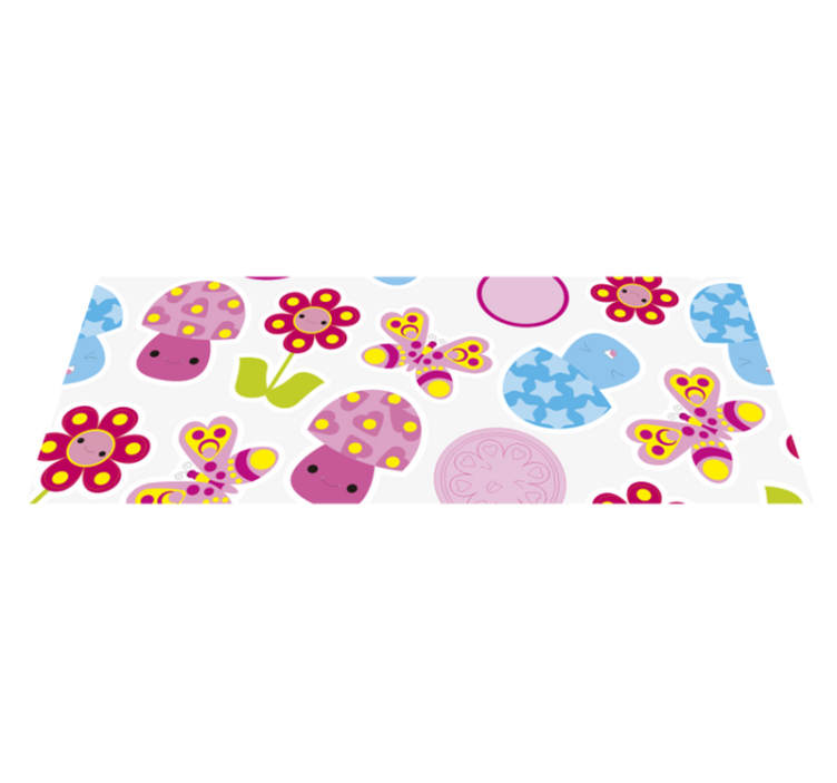 Tecknade blommor barn vinyl matta - Tenstickers