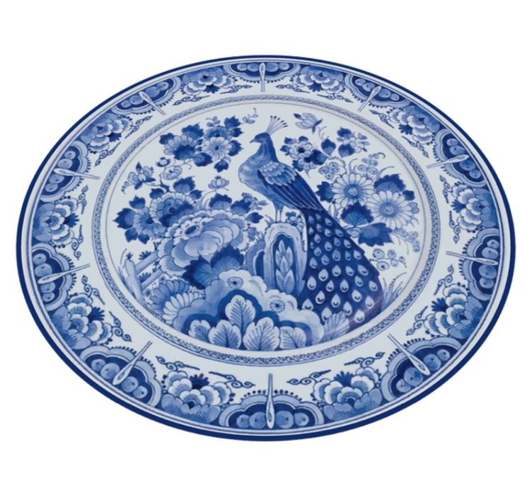Delftware påfågelmatta - Tenstickers