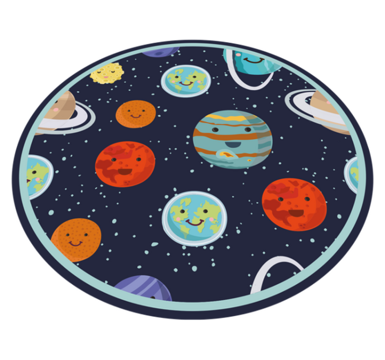 Leende planet solsystem barn vinyl matta - Tenstickers