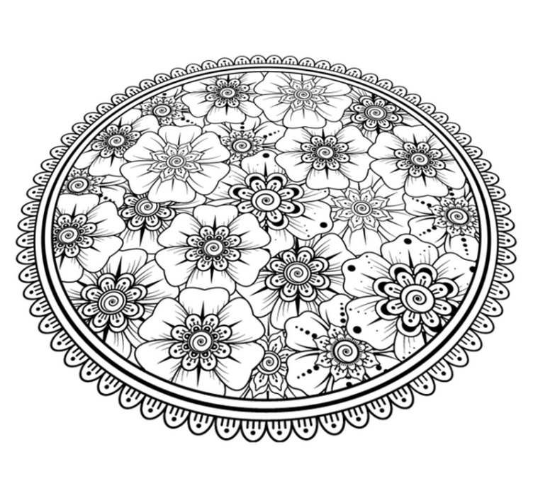 Cirkel svart mandala kakel matta - Tenstickers