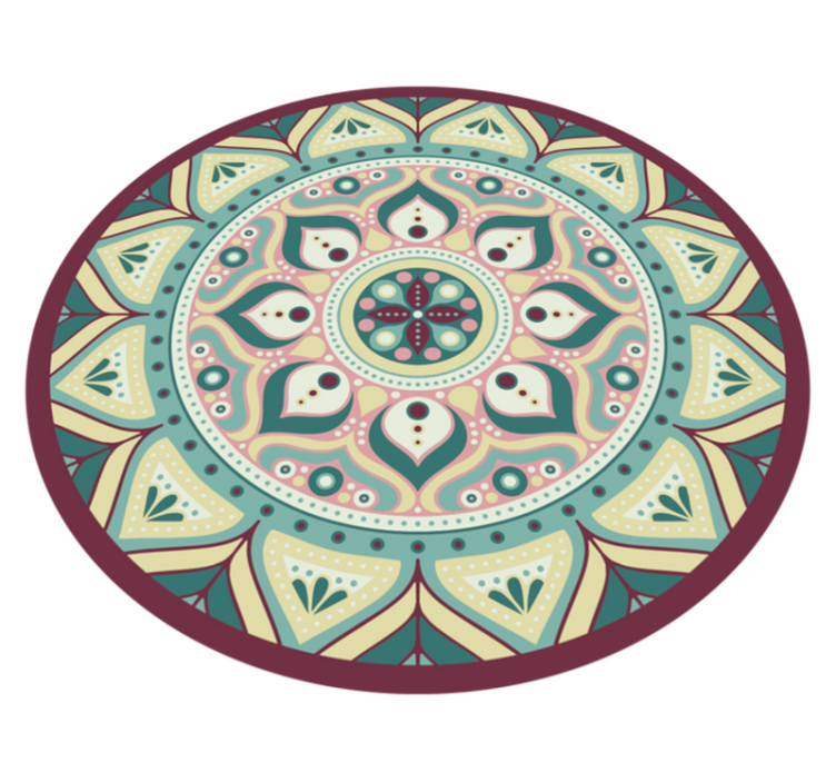 Rund vinylmatta mandala flerfärgad - Tenstickers