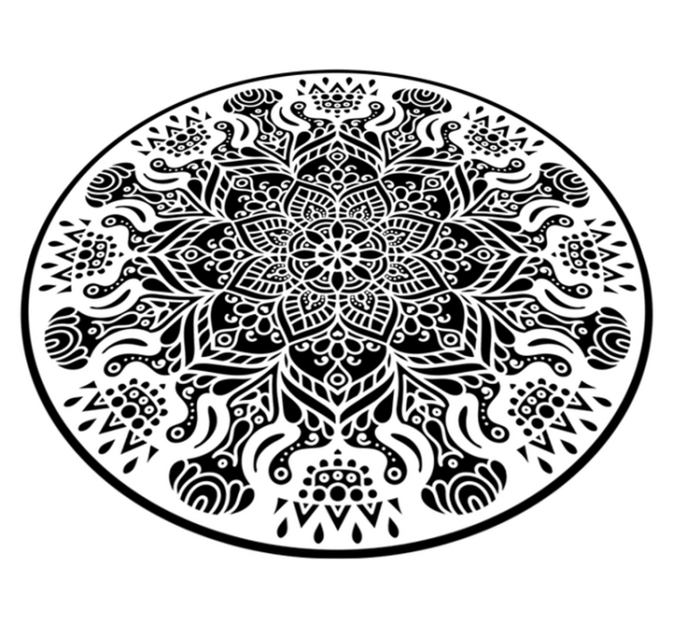Svartvitt mandala matta - Tenstickers